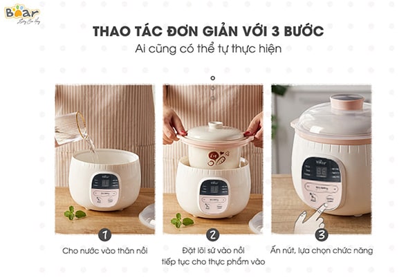 Nồi nấu chậm Bear là thiết bị kho cá thông minh được nhiều gia đình chọn mua