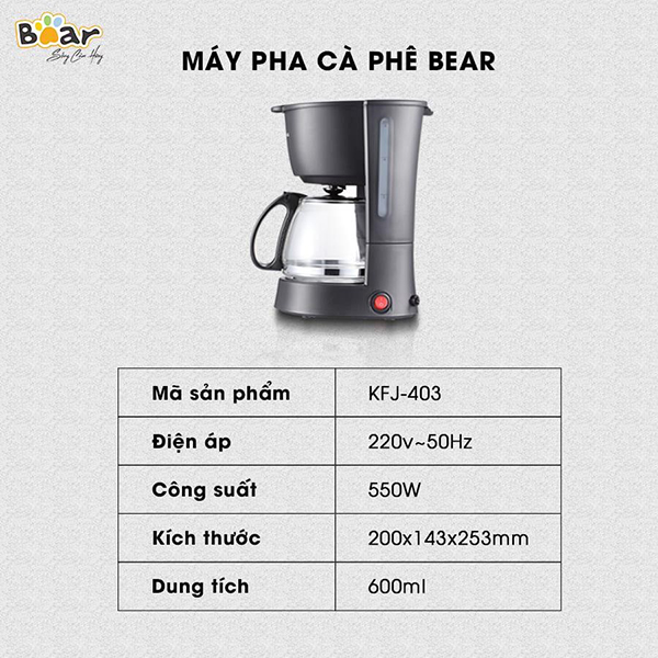 Máy pha cà phê Bear KFJ-403