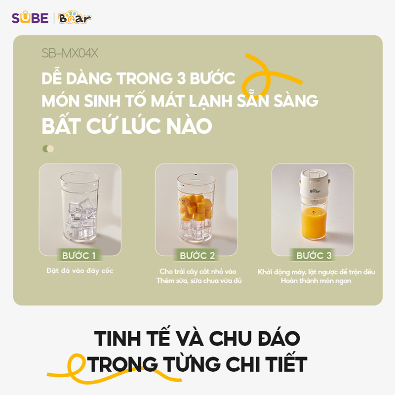 Hướng dẫn sử dụng máy xay sinh tố Bear SB-MX04X